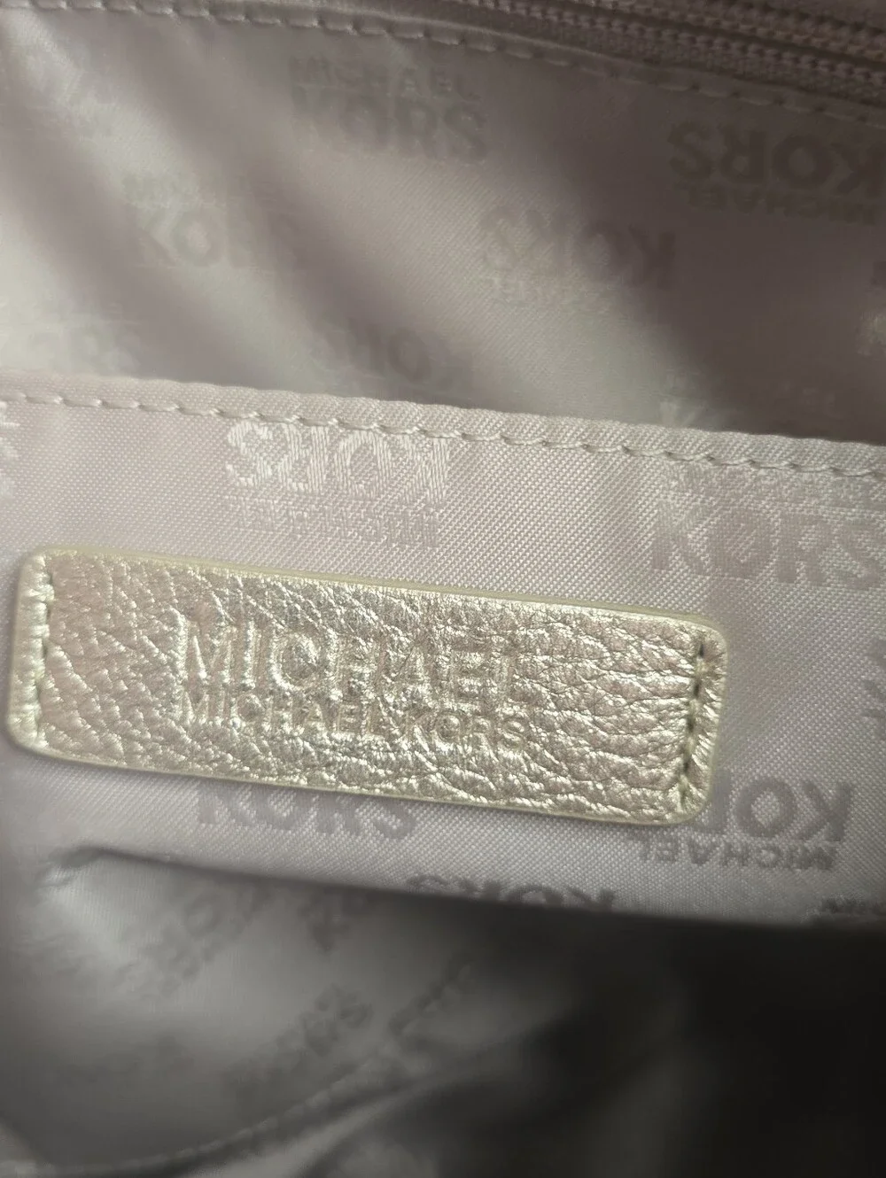 Michael Kors Gold Signature Monogram Logo Tote Metallic Gold